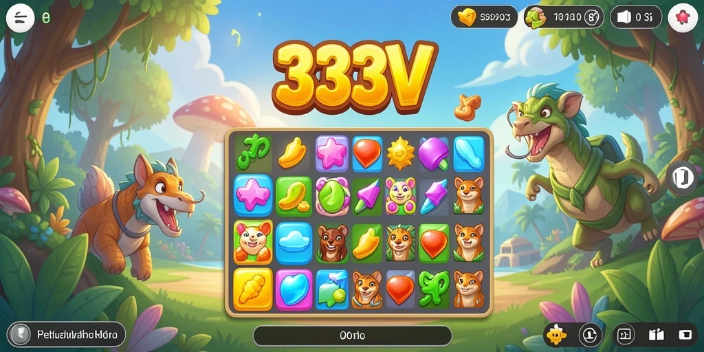 Tampilan gameplay seru dalam game Match-3 333V.