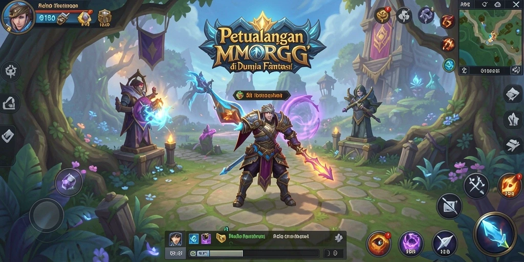 Screenshot gameplay 8180 menampilkan aksi pertempuran seru di dunia fantasi.