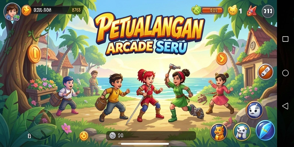 Tampilan gameplay 8768 yang penuh aksi dan menantang di level Arcade.