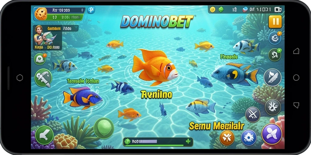Tampilan gameplay menarik dari DOMINOBET saat menembak ikan.