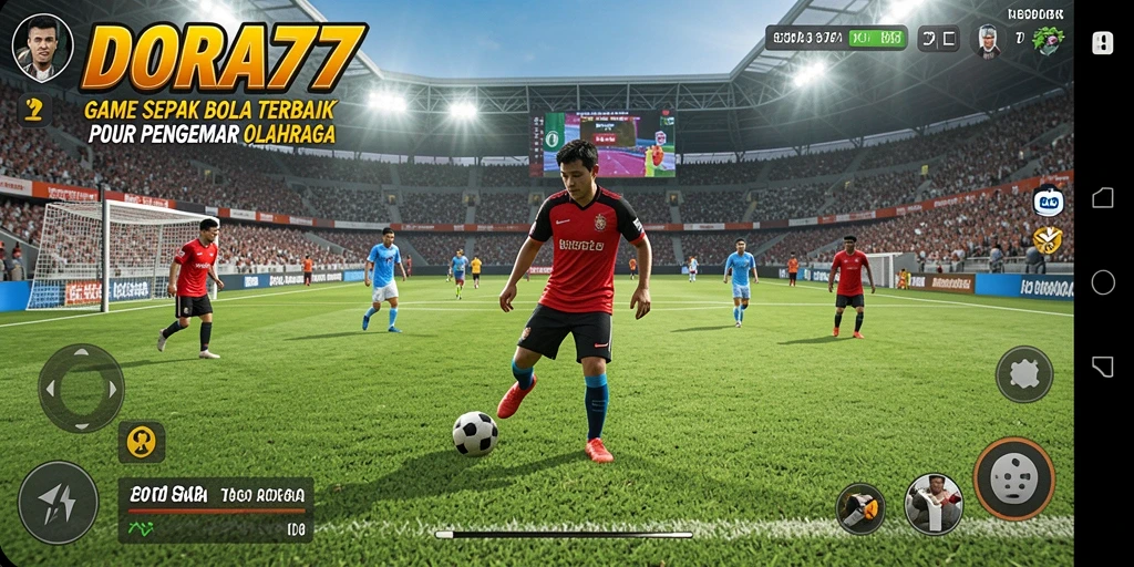 Gameplay DORA77 dengan grafis menakjubkan dan aksi sepak bola intens.