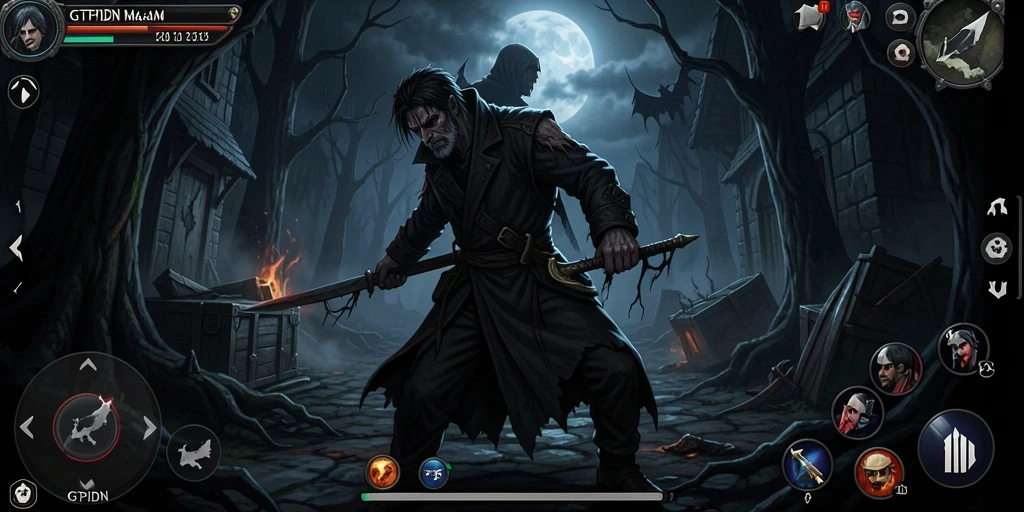 Screenshot gameplay menunjukkan suasana gelap dan menegangkan di GTPIDN.