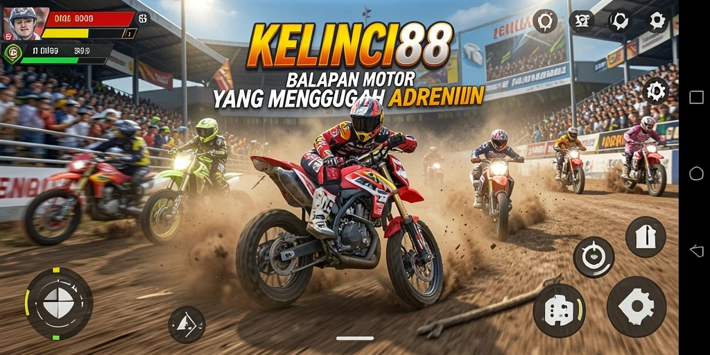 Tampilan gameplay KELINCI88 yang menegangkan saat balapan motor.