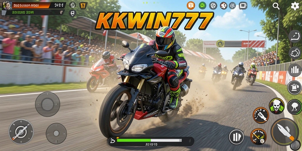 Screenshot gameplay KKWIN777 menampilkan balapan yang mendebarkan.