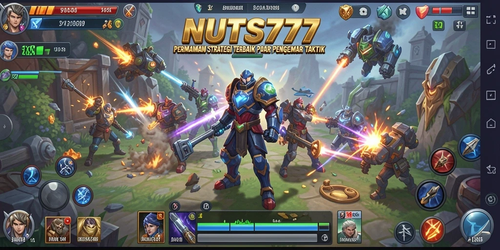 Tangkapan layar NUTS777 menampilkan aksi pertempuran strategi yang mendebarkan.