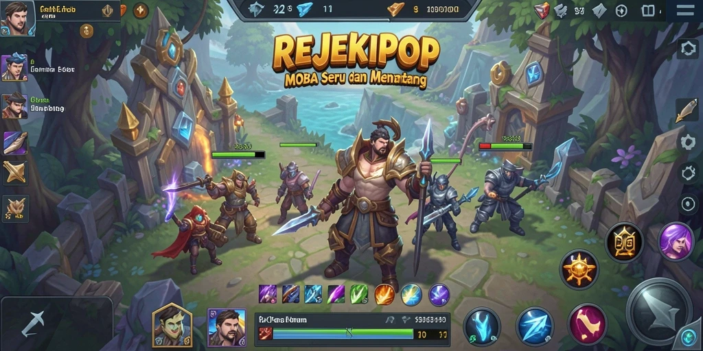 Tampilan gameplay seru di arena MOBA REJEKIPOP.