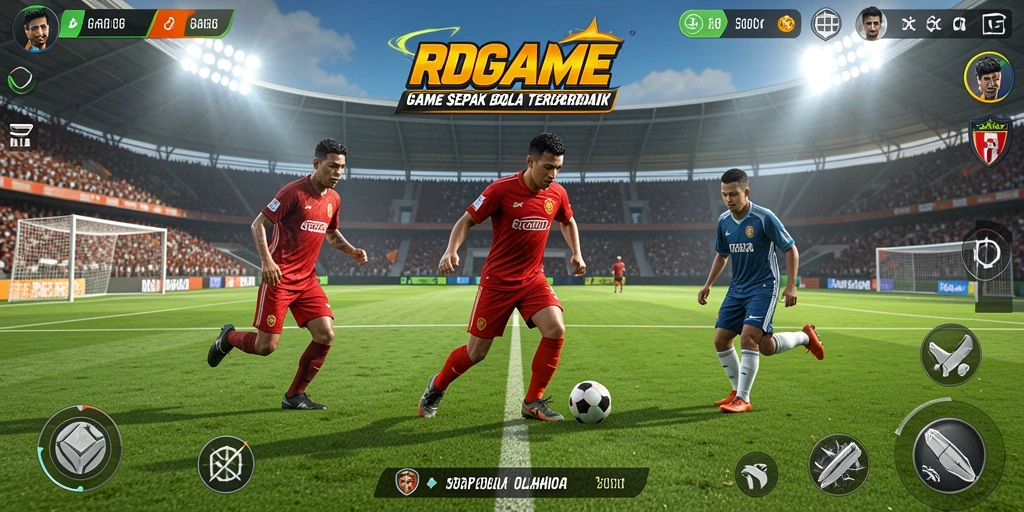 Tampilan gameplay seru RPGAME dengan aksi sepak bola yang mendebarkan.