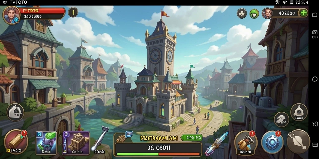 Screenshot gameplay TVTOTO menampilkan pertarungan menara yang seru.