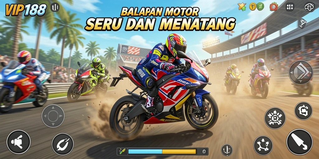 Gameplay seru dan mendebarkan dalam balapan motor.
